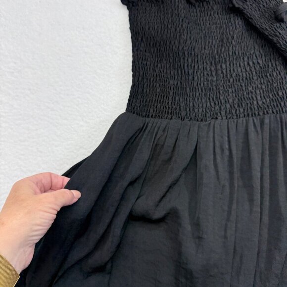 Summersalt Silky Luxe Maxi Dress Smocked Ruffle Hem Tie Straps Black Boho Size M - Picture 5 of 11